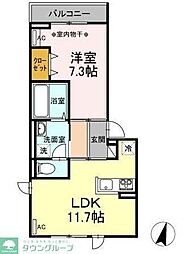 京王相模原線 京王堀之内駅 徒歩8分の賃貸アパート 2階1LDKの間取り