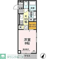 京王相模原線 京王堀之内駅 徒歩12分の賃貸アパート 3階1Kの間取り