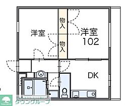 レオパレスＢｕｎｇａ　ｒａｙａ　Ｄｕａ 2階2DKの間取り