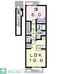 フレンドリー 2階1LDKの間取り
