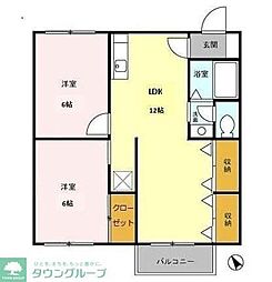 JR中央線 高尾駅 バス8分 元八王子二丁目下車 徒歩3分の賃貸アパート 2階2LDKの間取り