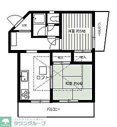 JR中央線 八王子駅 徒歩7分の賃貸マンション 3階2DKの間取り