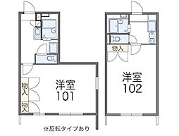 レオパレスピア 2階1Kの間取り