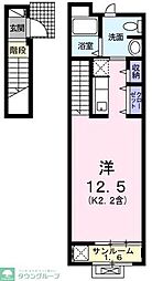フォンターナ・ベル 2階ワンルームの間取り