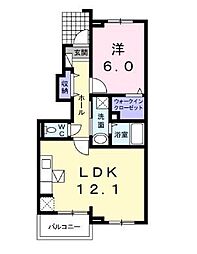 JR八高線 箱根ケ崎駅 徒歩12分の賃貸アパート 1階1LDKの間取り