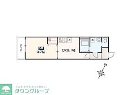 MELDIA福生III 3階1DKの間取り