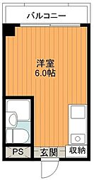 JR八高線 八王子駅 徒歩7分の賃貸マンション 3階ワンルームの間取り