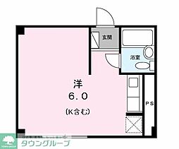 京王相模原線 南大沢駅 徒歩5分の賃貸アパート 2階ワンルームの間取り