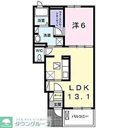 クレメント・II 1階1LDKの間取り