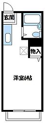 京王相模原線 京王堀之内駅 徒歩9分の賃貸マンション 2階1Kの間取り