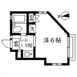 京王高尾線 京王片倉駅 徒歩12分の賃貸アパート 2階1Kの間取り