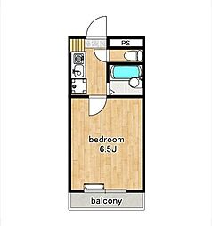 カーサ西立川 2階1Kの間取り