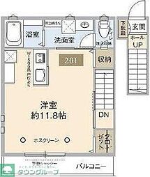 多摩都市モノレール 上北台駅 徒歩9分の賃貸アパート 2階1Kの間取り