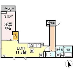 Asset-Court錦町 1階1LDKの間取り