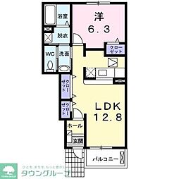 JR中央線 八王子駅 バス15分 西中野3丁目下車 徒歩8分の賃貸アパート 1階1LDKの間取り