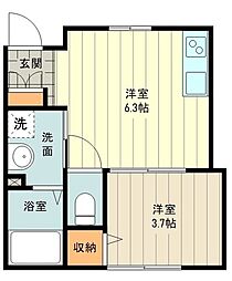 Calmando.S(カルマンド.エス) 1階1DKの間取り