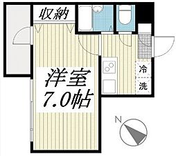 JR中央線 国分寺駅 徒歩13分の賃貸マンション 2階1Kの間取り