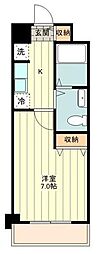 ラグザス立川 4階1Kの間取り