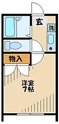 レオパレス和光 1階1Kの間取り