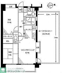 クリオ日野弐番館 3階2LDKの間取り