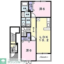 サンリット　ヒルII 2階2LDKの間取り