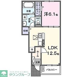 西武拝島線 西武立川駅 バス14分 武蔵村山高校南下車 徒歩6分の賃貸アパート 1階1LDKの間取り