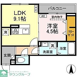 D-ROOM元横山町 2階1LDKの間取り