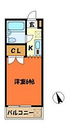 セントラルマンション 3階1Kの間取り
