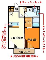 グリーンヒル 1階1LDKの間取り
