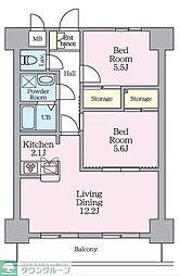 ライブ・トピア八王子 2LDKの間取図画像
