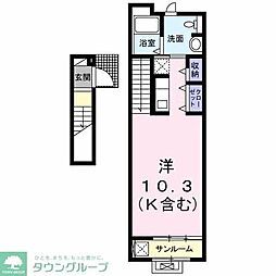 インハーリット ワンルームの間取図画像