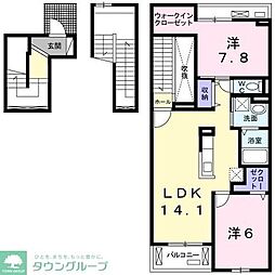ランドフォレストI 2LDKの間取図画像