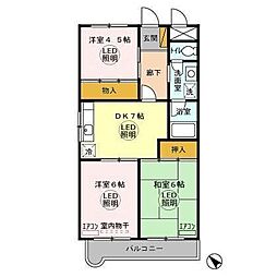 メゾンドゥ・ボヌール 1階3DKの間取り