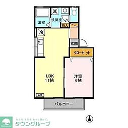 ビューテラスおゆみ野 1階1LDKの間取り