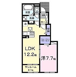 マウント　シティII 1階1LDKの間取り