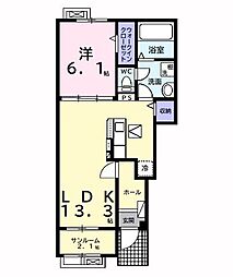 ベイサイドアクアＣ 1階1LDKの間取り