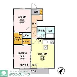 JR東金線 東金駅 徒歩19分の賃貸アパート 1階2LDKの間取り