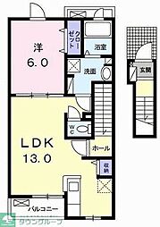 サンヴェール　蔵波　8 2階1LDKの間取り