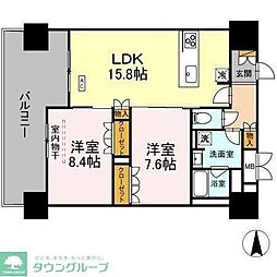 JR内房線 木更津駅 徒歩10分の賃貸マンション 9階2LDKの間取り