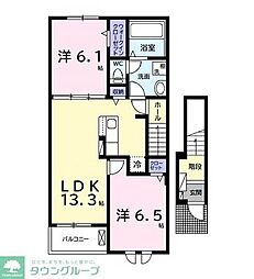 アクアヴィラ　Ａ 2階2LDKの間取り
