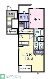 シアンクレール　ドゥー 2階1LDKの間取り