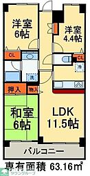 JR総武線 稲毛駅 バス15分 第二あやめ入口下車 徒歩1分の賃貸マンション 2階3LDKの間取り