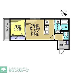 マロン　クレール 2階1LDKの間取り