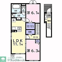 （仮）長浦駅前1丁目アパート 2階2LDKの間取り