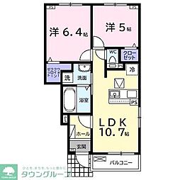 ミズキIX 1階2LDKの間取り