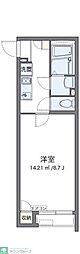 クレイノ高坂 2階1Kの間取り