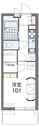 レオパレスフルリール 2階1Kの間取り