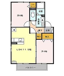 フェニックスＦ 2階2LDKの間取り