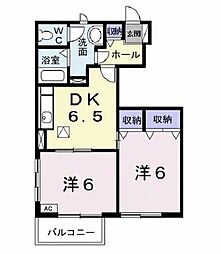 JR外房線 茂原駅 徒歩20分の賃貸アパート 1階2DKの間取り