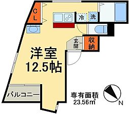 ＡＬＶＥＲ幕張 1階ワンルームの間取り